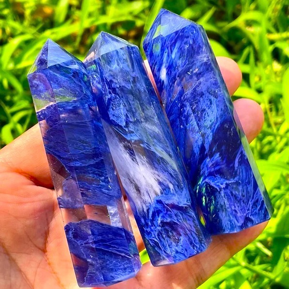 3.15″-3.54″ Natural Blueberry Quartz Crystal Tower Healing Crystal Obelisk