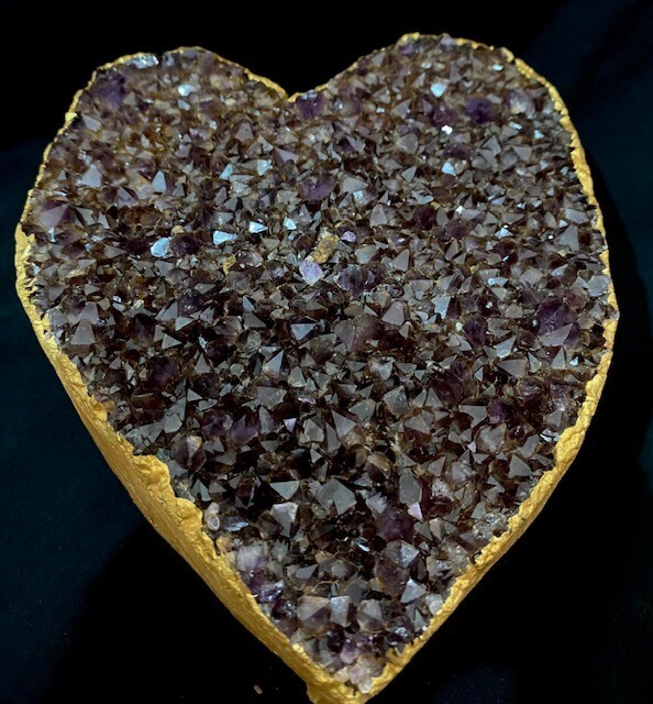 Amethyst deep purple cluster with heart shape # 227