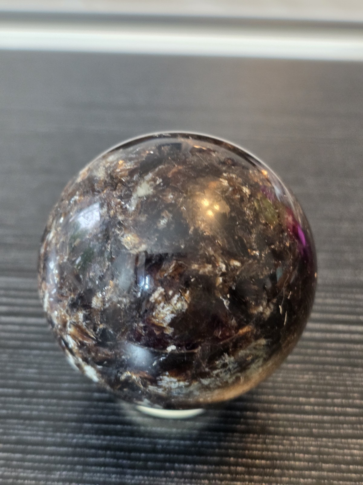 Golden Brown Mica Sphere Flashy Reflective Lepidolite Crystal Ball 2.5” Healing