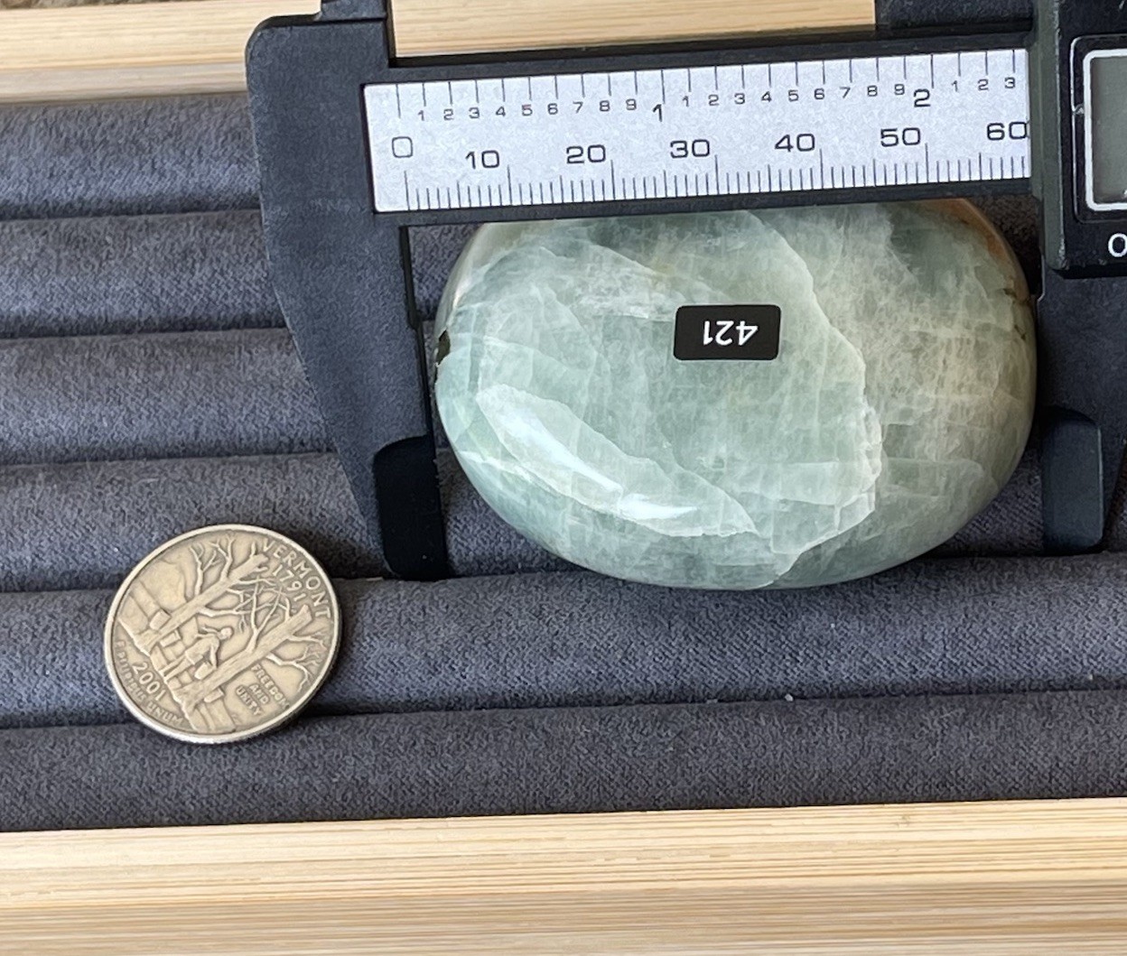 Aquamarine Palmstone – Opaque Blue Green Color With Peach Morganite Inclusion