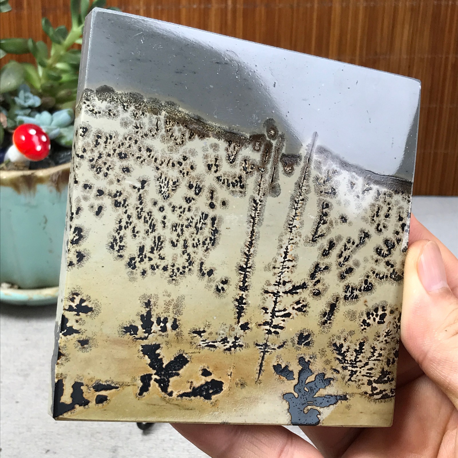 231g Natural Chinese painting stone crystal ornaments for home decoration A6865