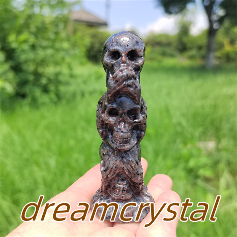 3″+ Natural Yooperlite Skull Hand Carved Quartz Crystal Skull Reiki Healing 1pc