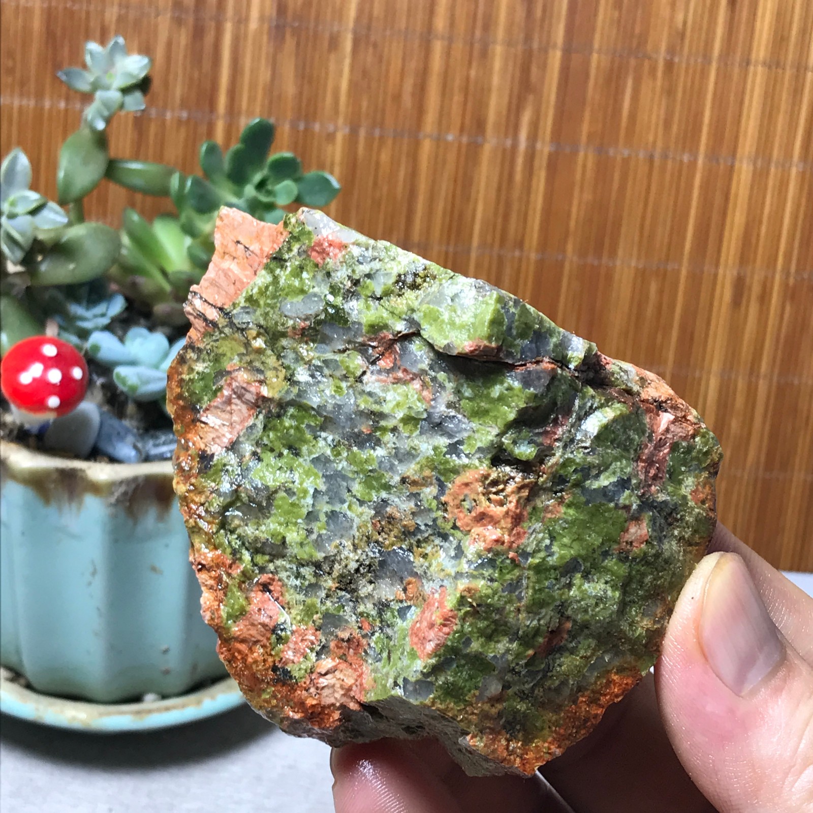 235g Natural Unakite Crystal gemstone Rough Mineral Specimen healing A6361