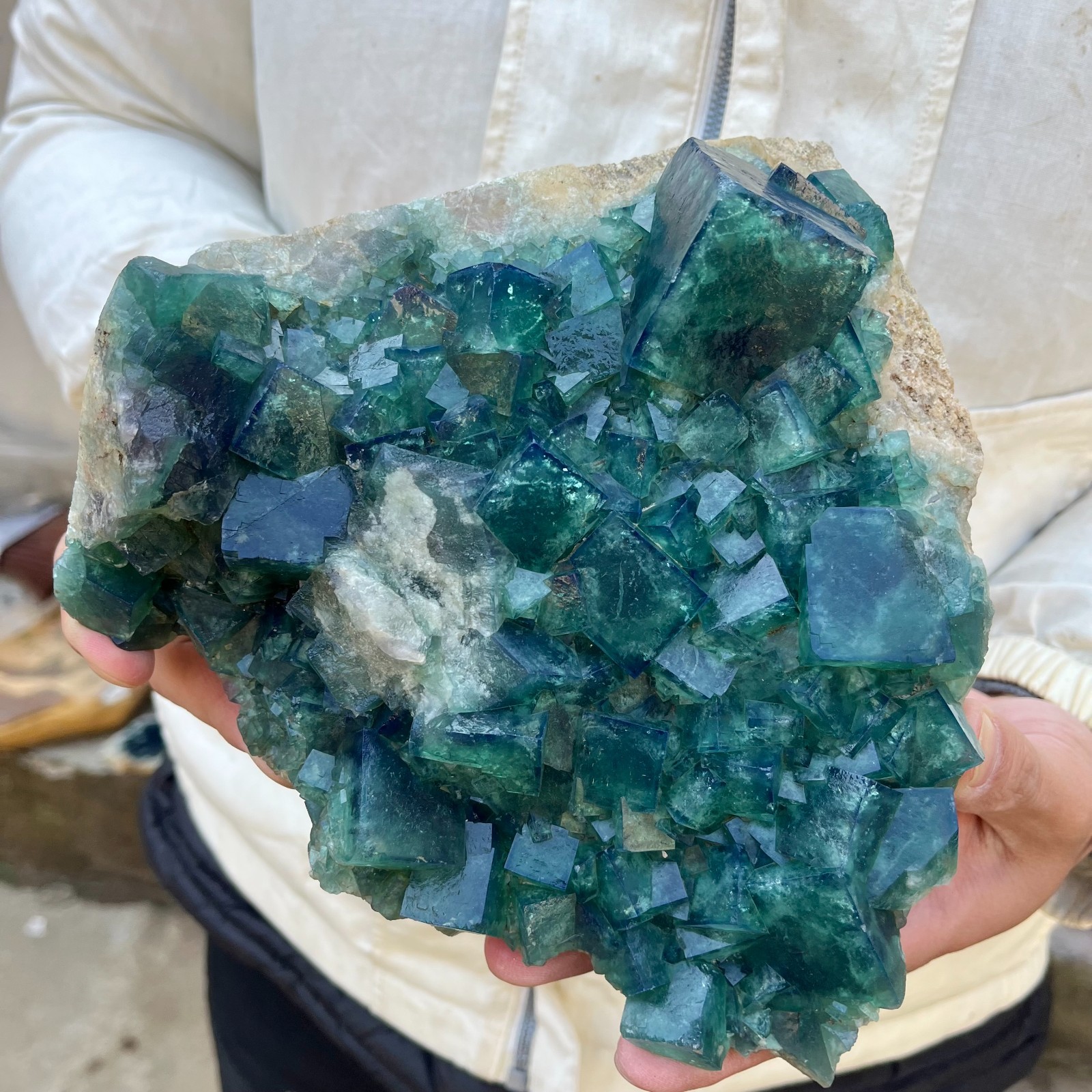 8.2lb Natural cubic green fluorite crystal clusters rough specimen Madagascar