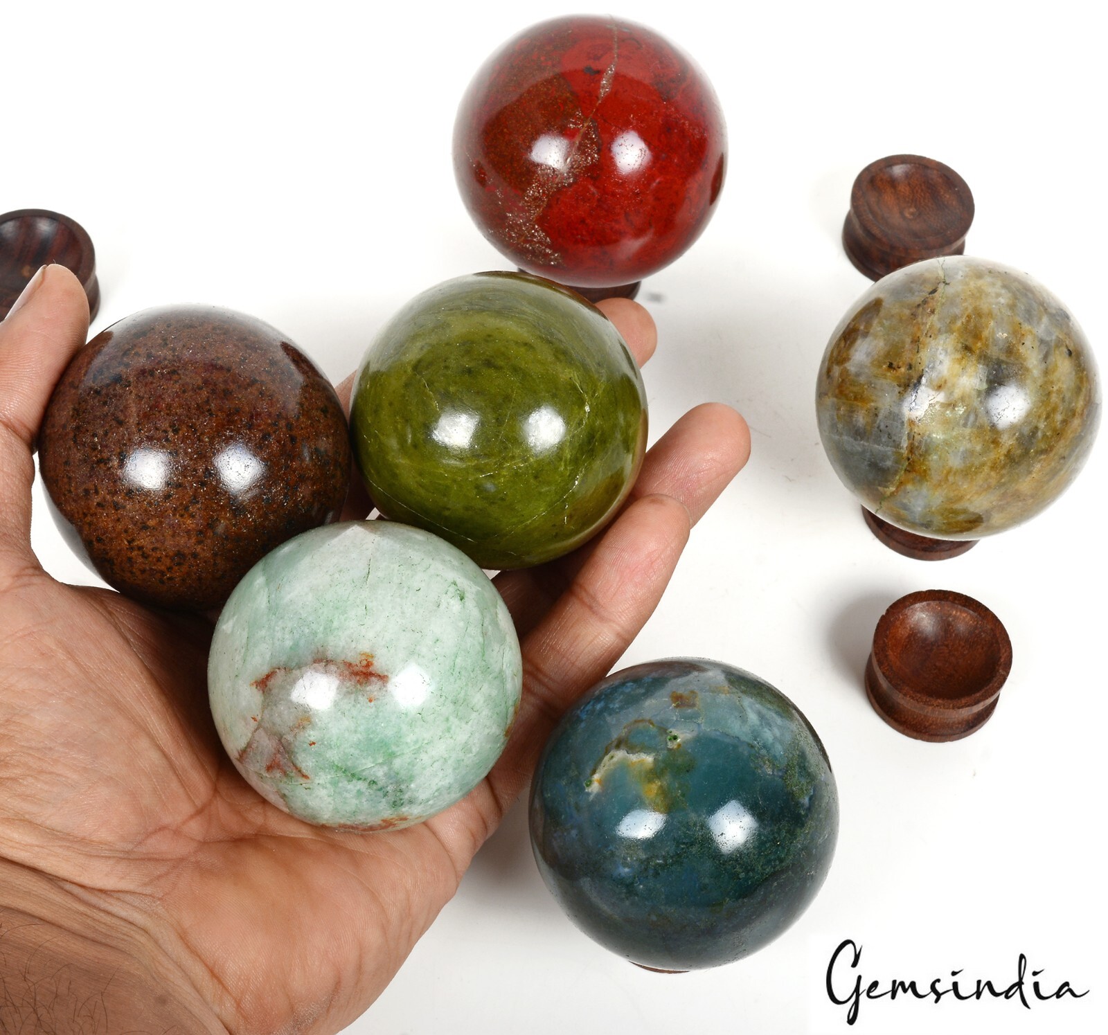 1.52 Kilo Natural Multi Gemstone Healing Crystal Mineral Gems Sphere With Stand