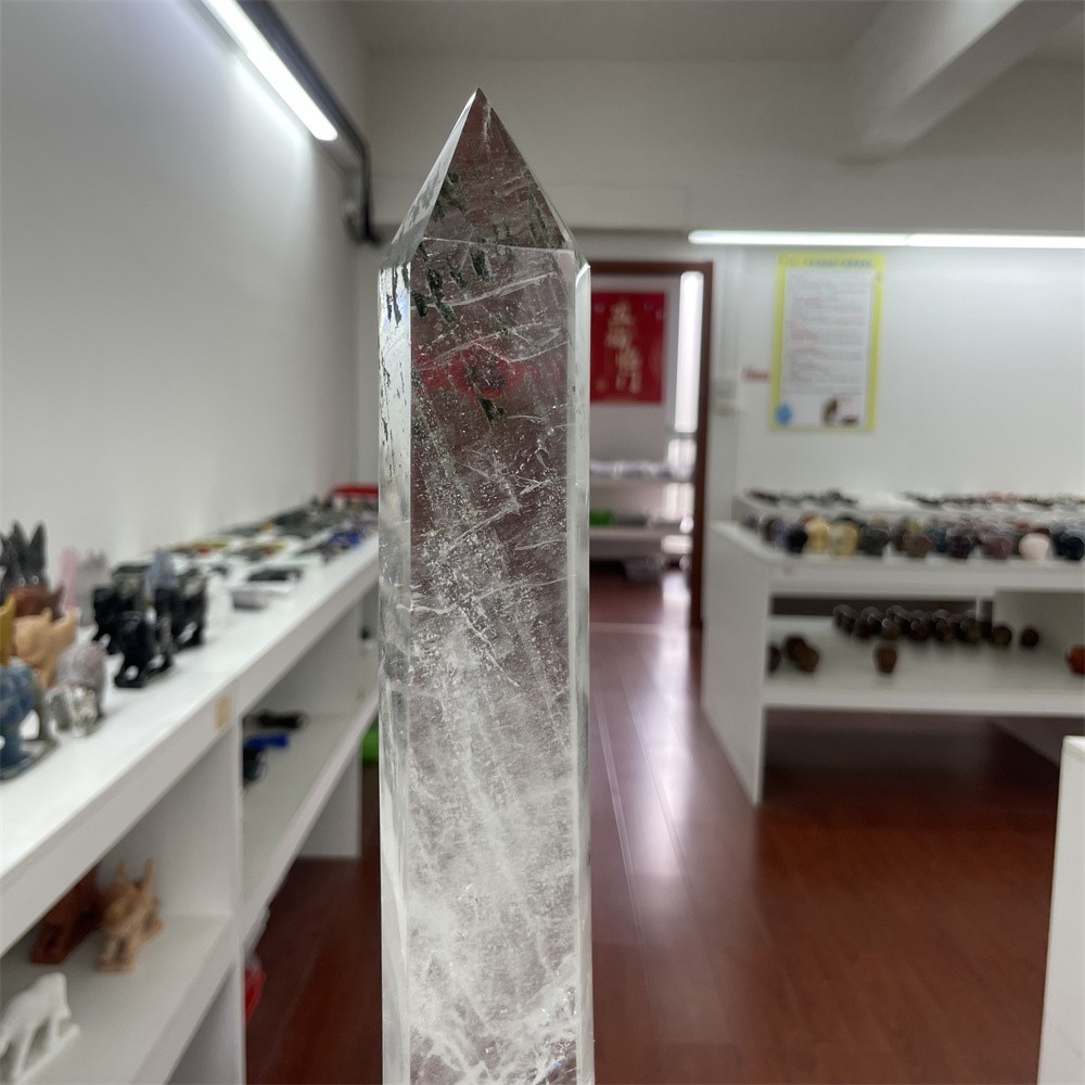 5.1LB 20.2″ Natural A+++ Clear Quartz Obelisk Tower Crystal Decor Reiki Heal