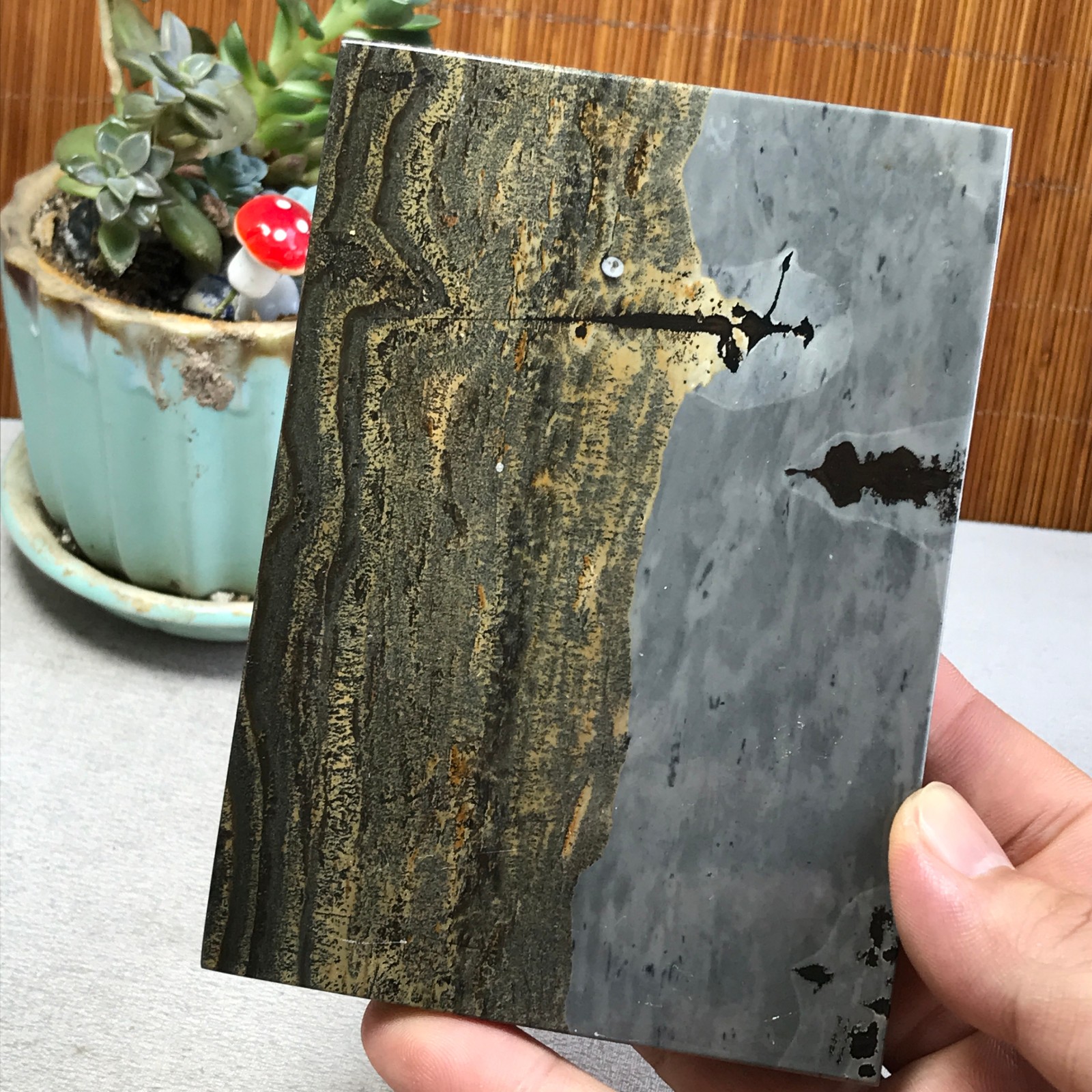 290g Natural Chinese painting stone crystal ornaments for home decoration A6423