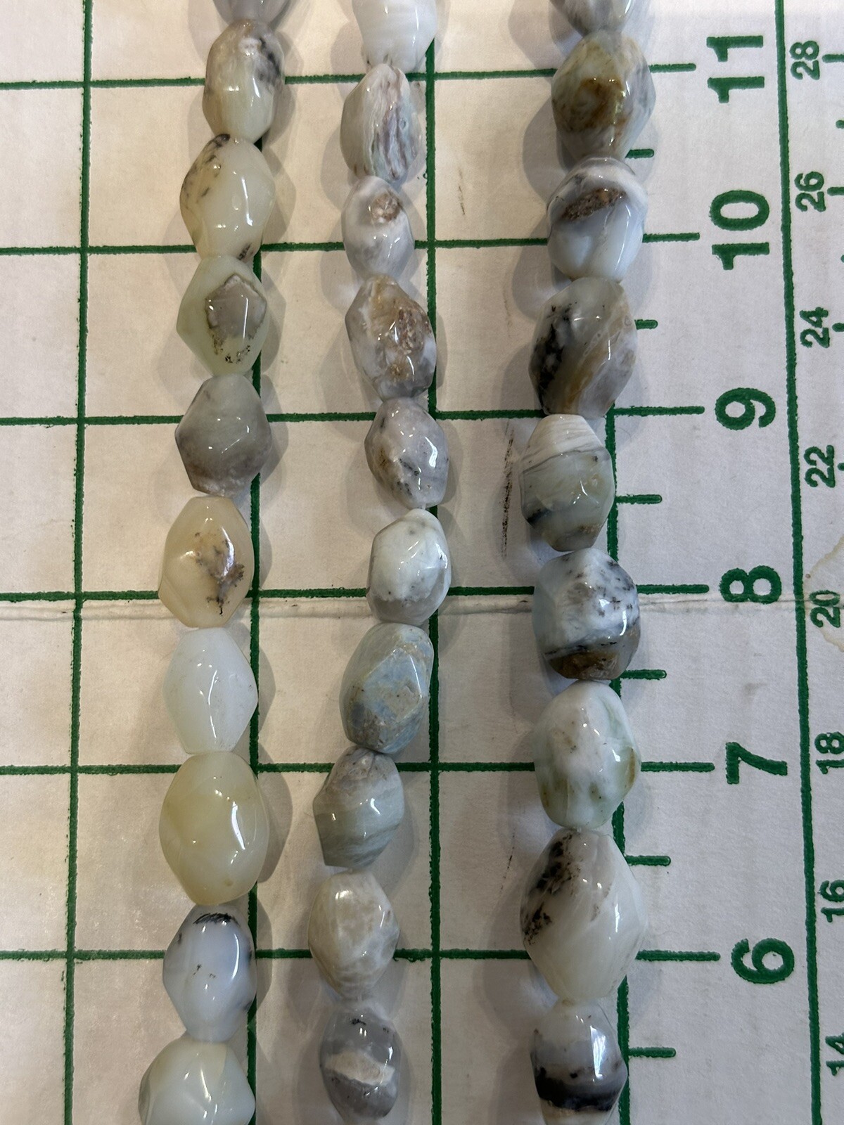 LOT 3 Polished 15” Agate Stones Strands Brown Green White Grey Mixed Colors READ