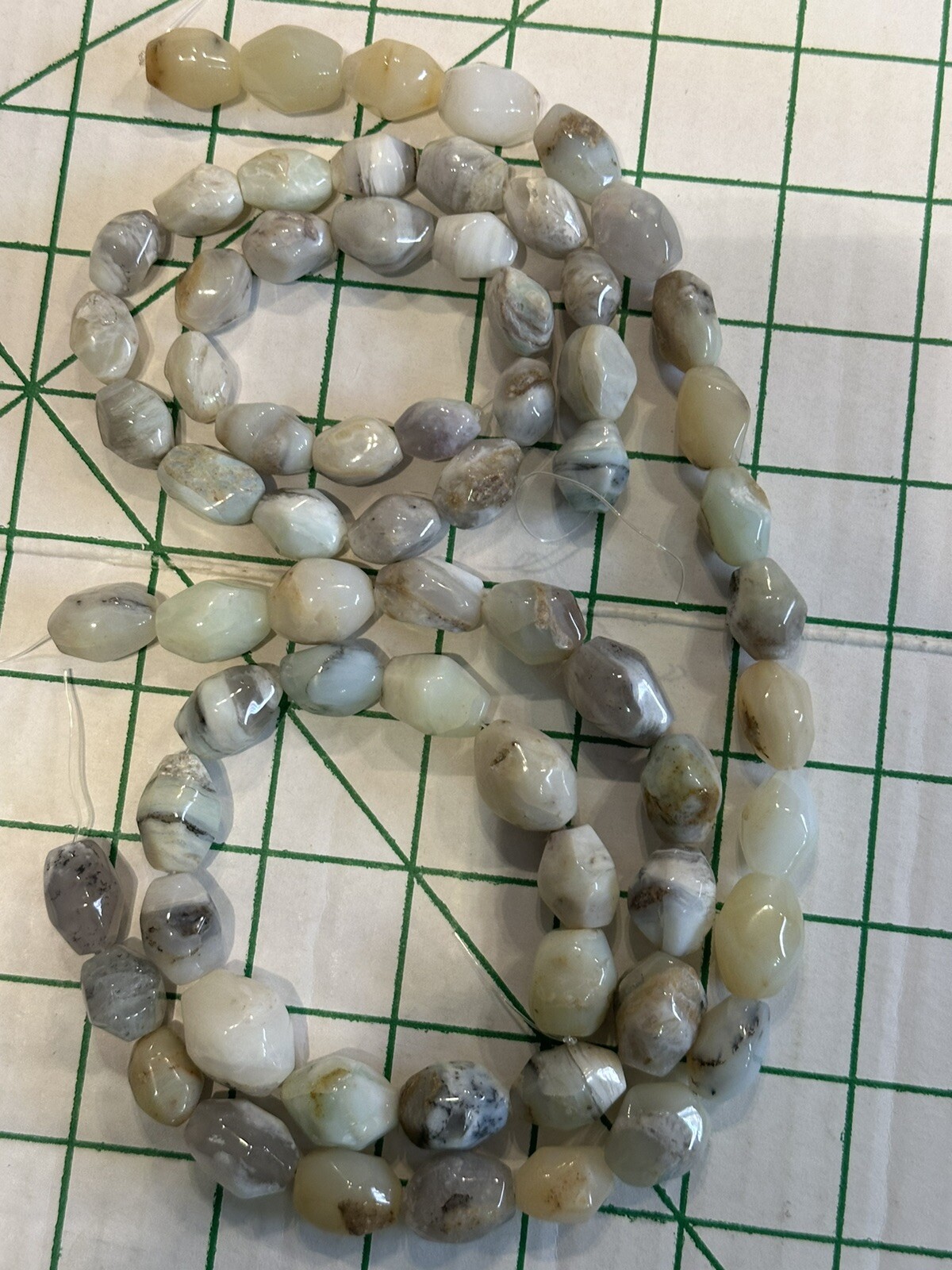 LOT 3 Polished 15” Agate Stones Strands Brown Green White Grey Mixed Colors READ