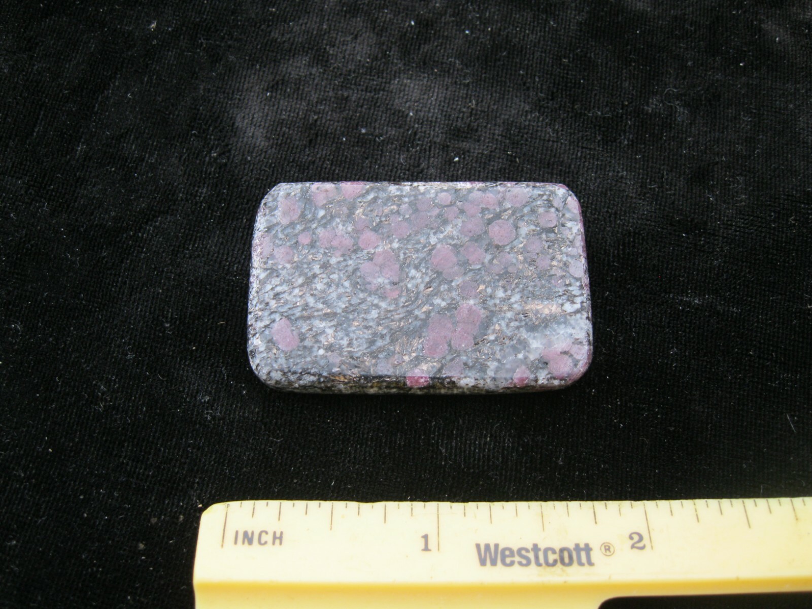 RUBY in Black SPINEL slab, crystal, mineral, 1 1/2″