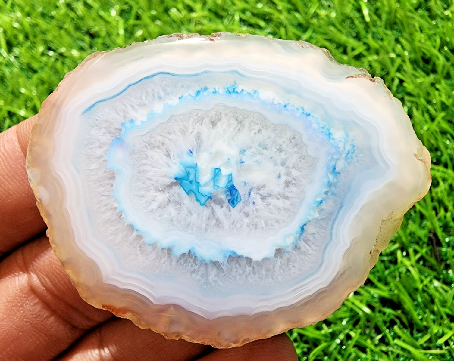 AAA+ 145ct Banded Slice Druzy Agate Slab Crystal Druzy Polished Loose Gemstone