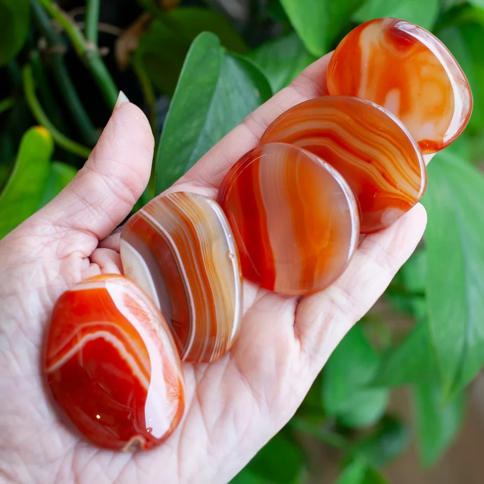 3Pcs AAA+ Red Carnelian Worry Stones Natural Gemstone Polished Palm Stone Gifts