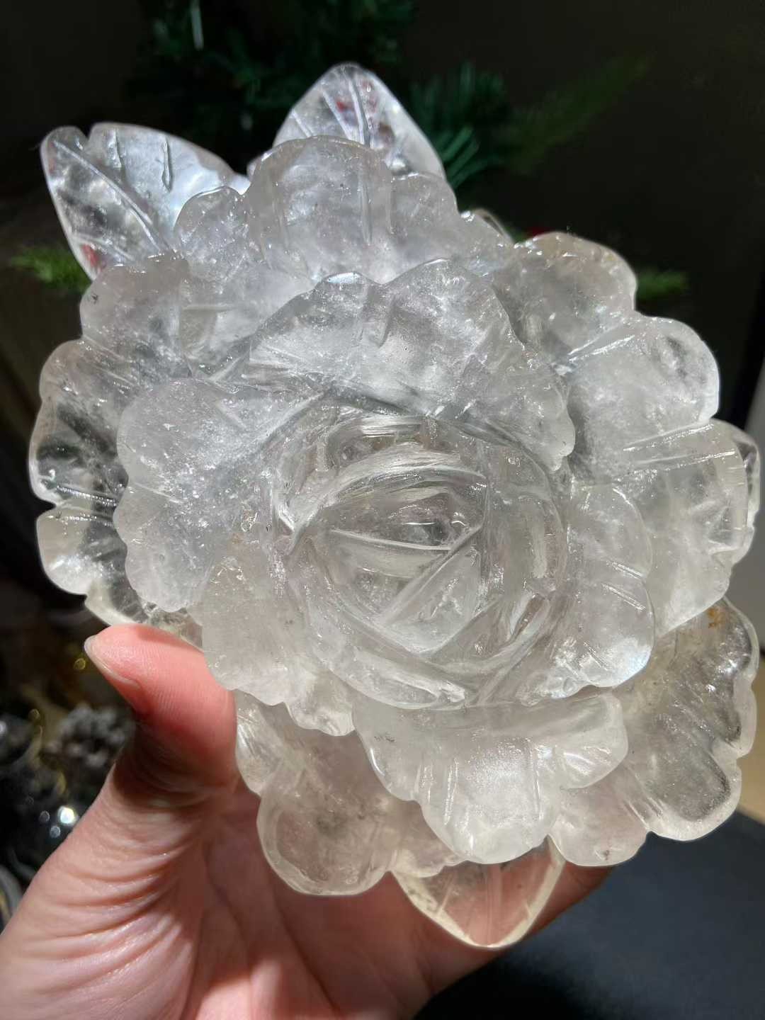 1pc Natural White Quartz Carved Flower Skull Crystal Reiki Healing Decor Gift