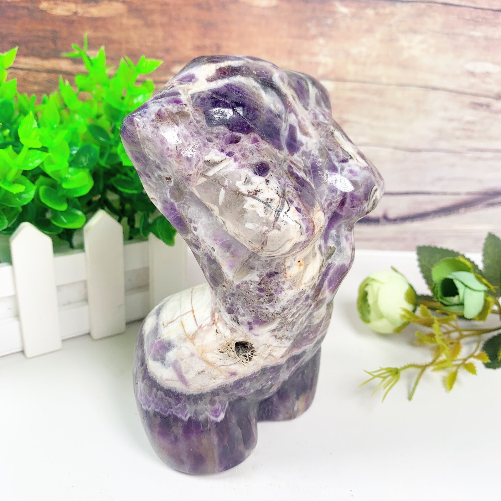 1pc Natural amethyst goddess Crystal woman body carving Home decoration