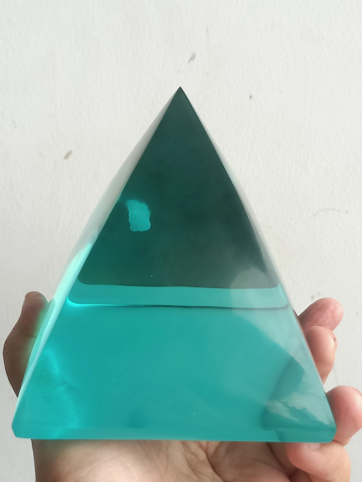 876 Grams Transparent Blue Aquamarine Pyramid Shape Monatomic Andara Crystal P12