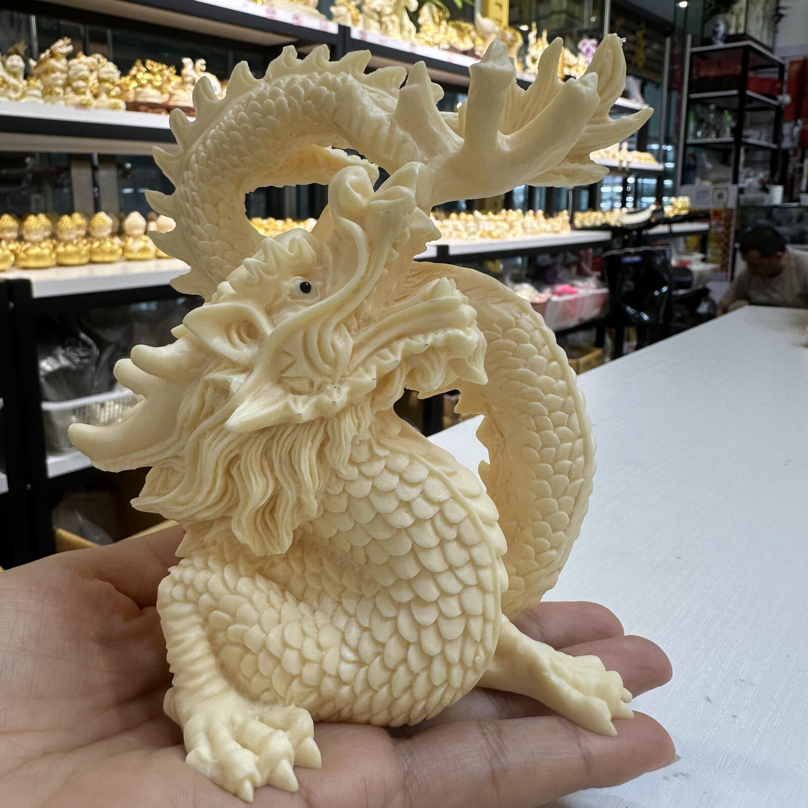 natural Genuine Taguo handmade engrave dragon skull healing decorate gift 1pc