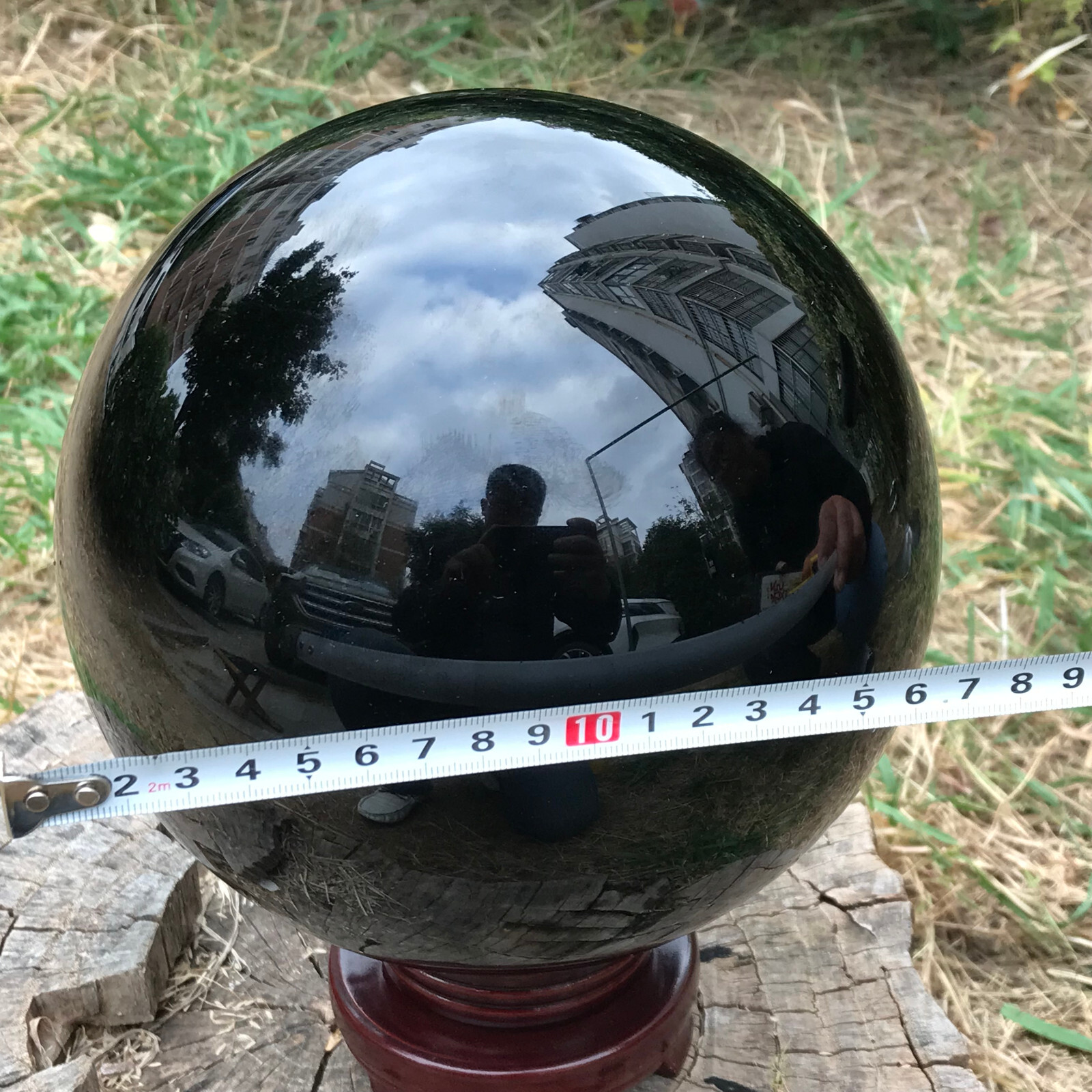 22LB TOP Natural obsidian Quartz Sphere Crystal Ball Healing+stand