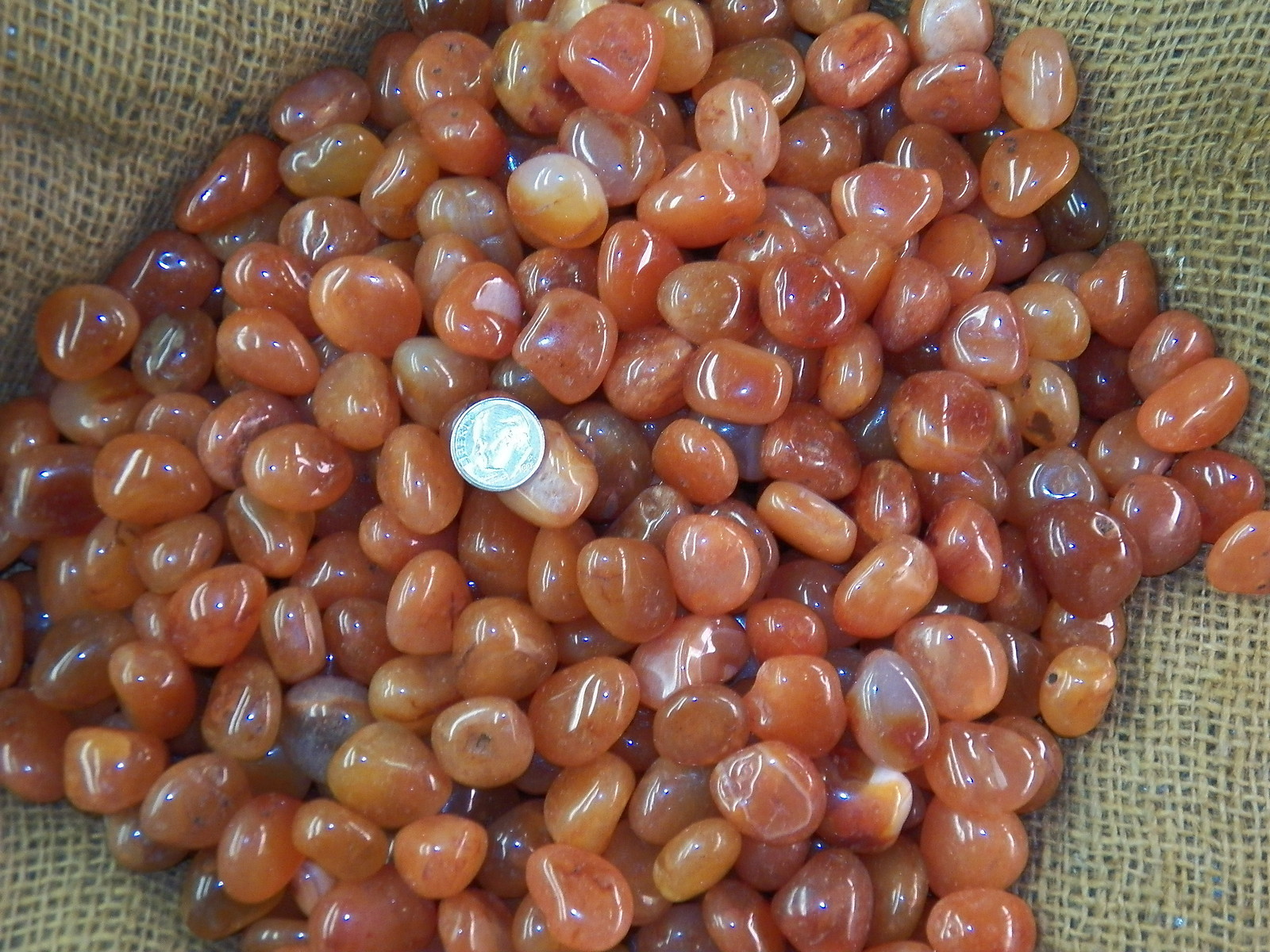 2000 Carat Lots of Polished Tumbled Carnelian + FREE Faceted Gemstone – HIGH END