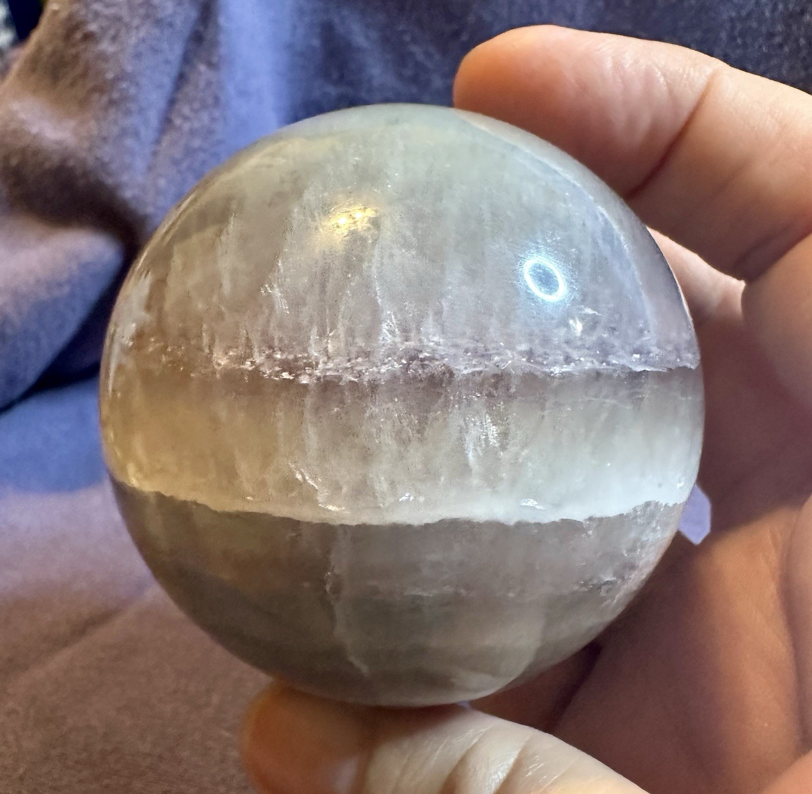 Fantastic Fluorite Crystal Sphere With Banding With Light Stand Free Shipping