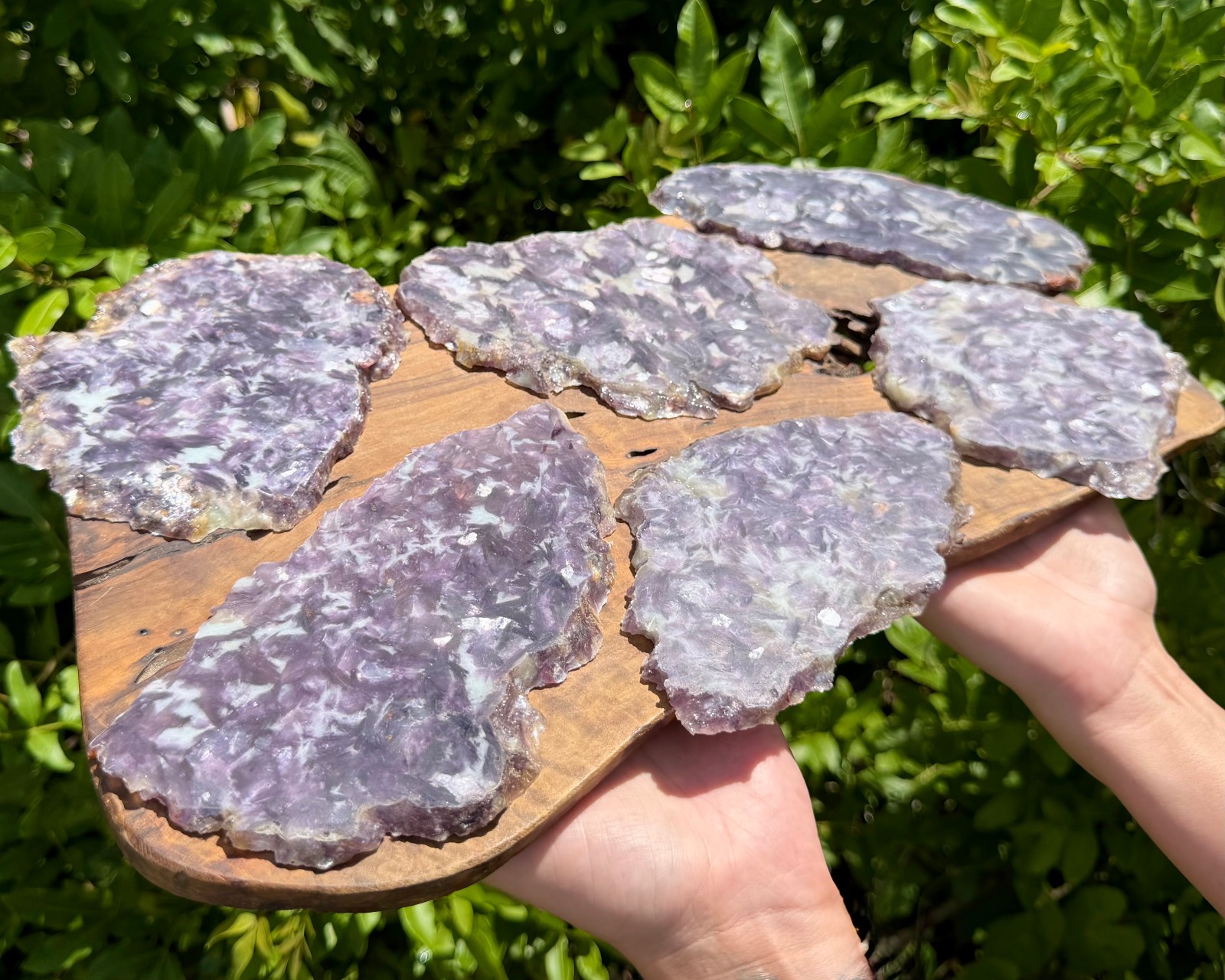 JUMBO Natural Lepidolite Slabs & Stand, AAA Grade Rough Lepidolite Crystal Slice