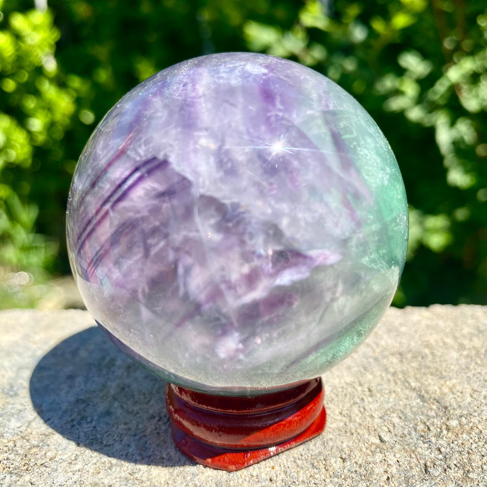 305G natural Green fluorite ball quartz crystal Sphere Reiki energy healing
