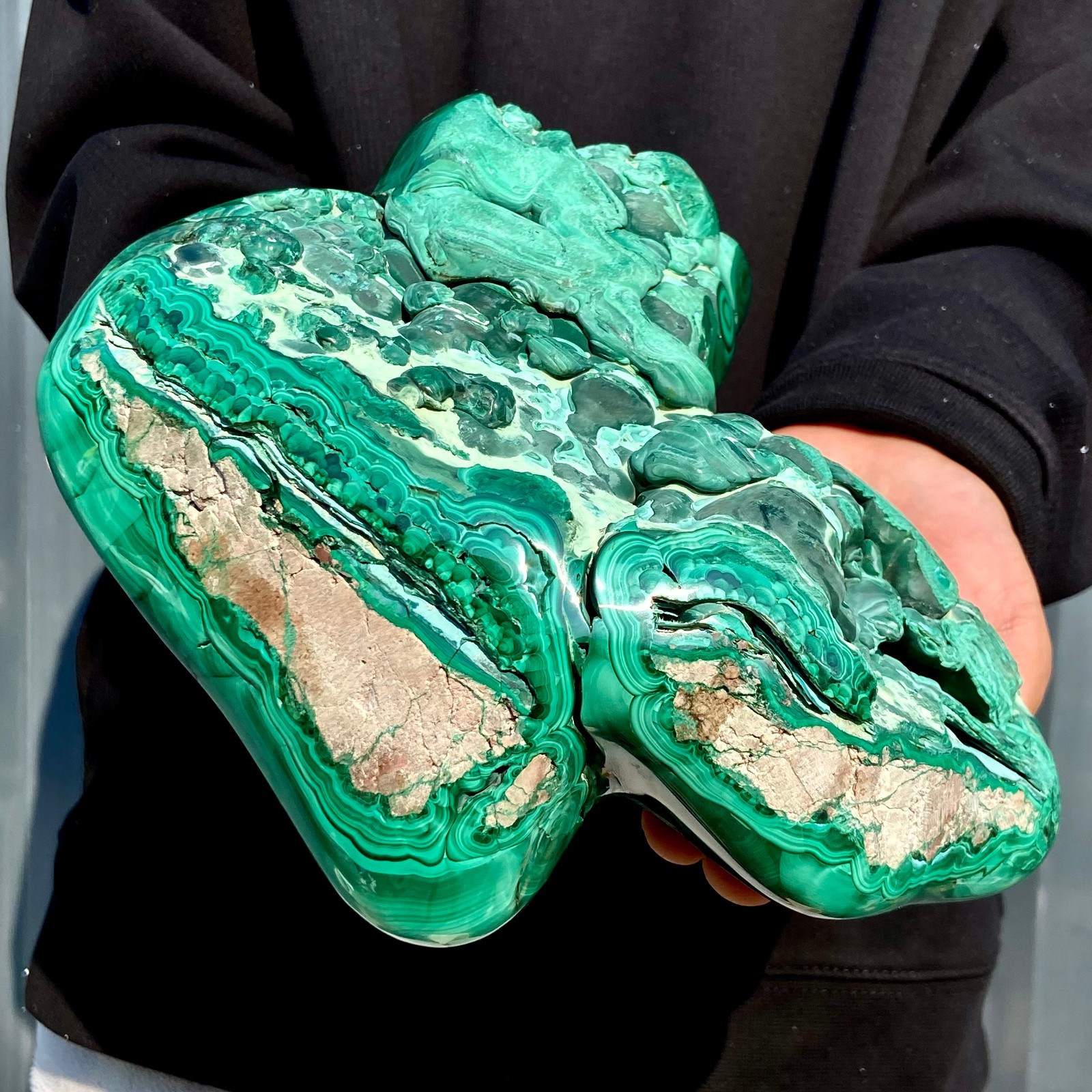 11.4LB Large Natural glossy malachite transparent cluster rough mineral sample
