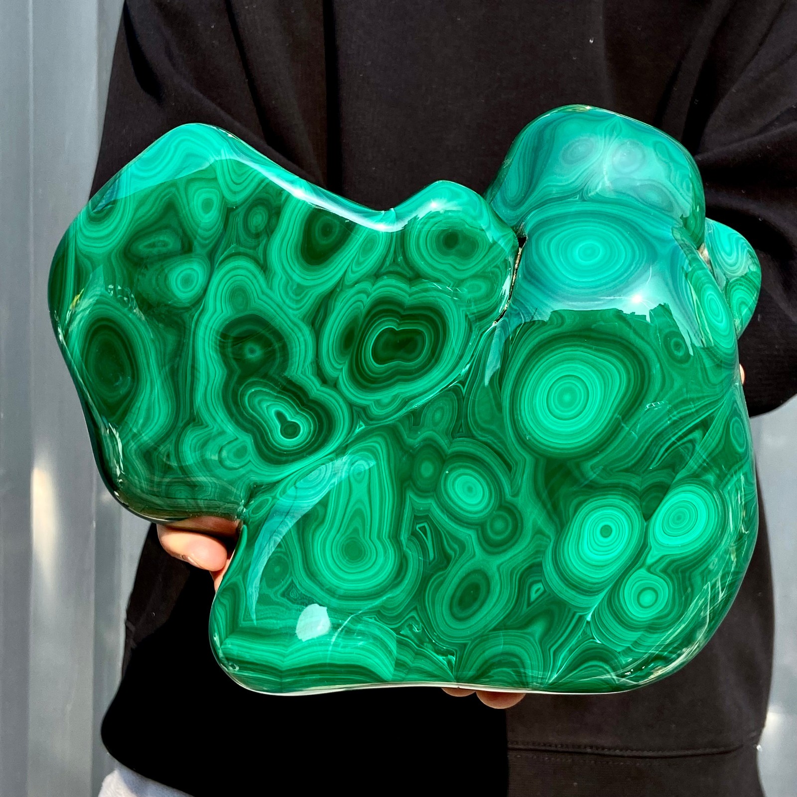 11.4LB Large Natural glossy malachite transparent cluster rough mineral sample