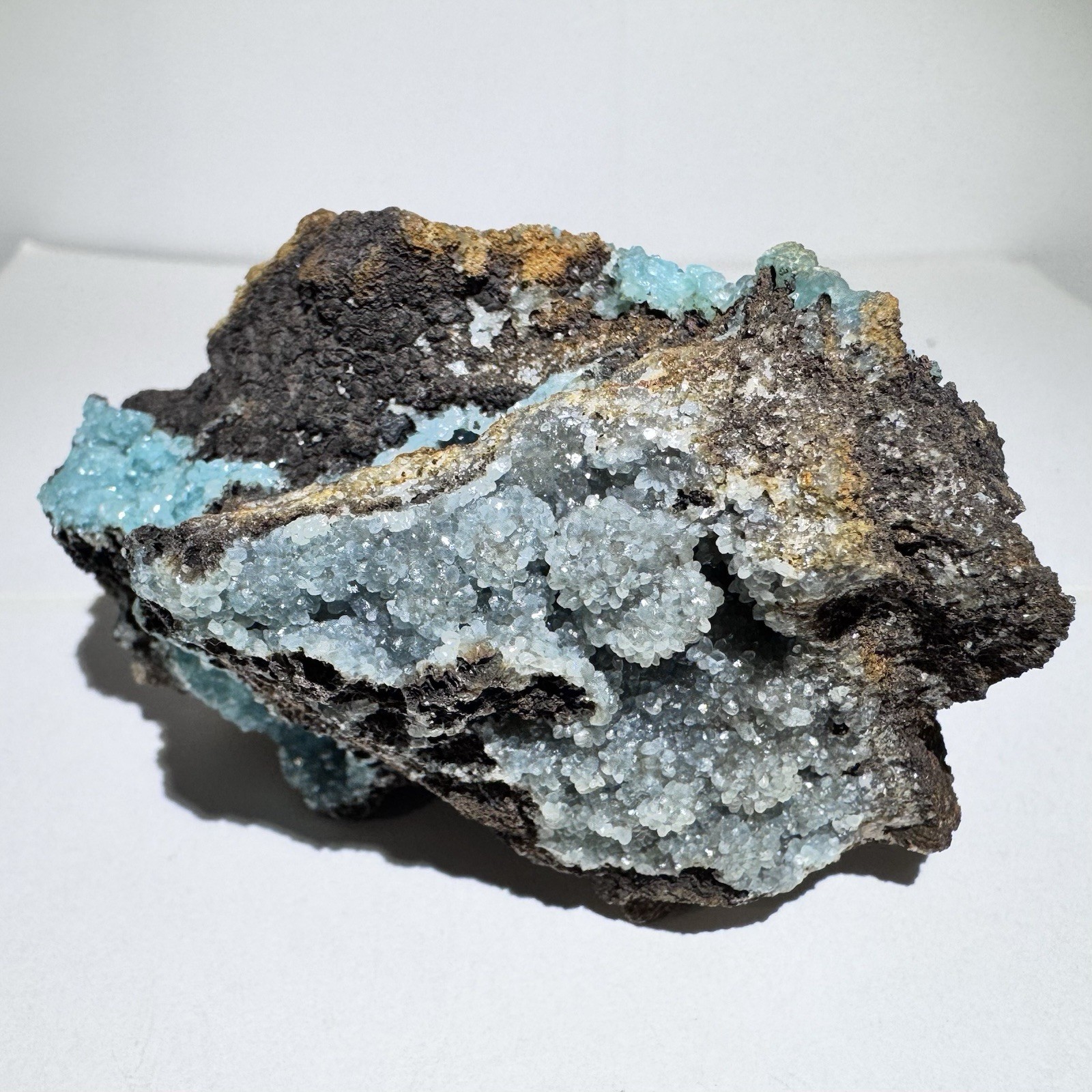 Blue Smithsonite Crystal Cluster ex Virgadaula 2.9” 191g Kelly Mine, New Mexico