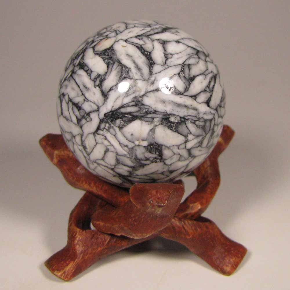 38mm PINOLITE Pinolith Polished Stone Sphere Ball w/ Stand – Austria