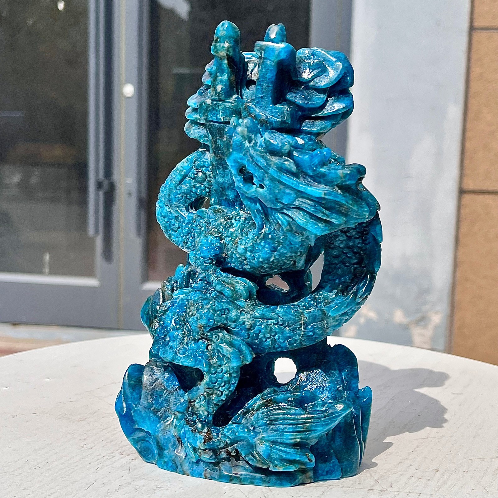 2.99LB Natural dreamy blue lithium gray pattern hand carved and healed