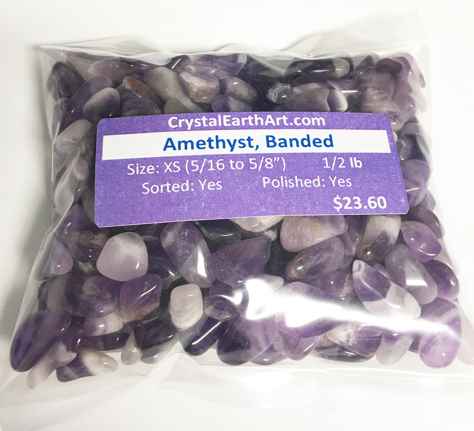AMETHYST Banded X-Small (5/16-5/8″) A Grade polished stones. 1/2 lb