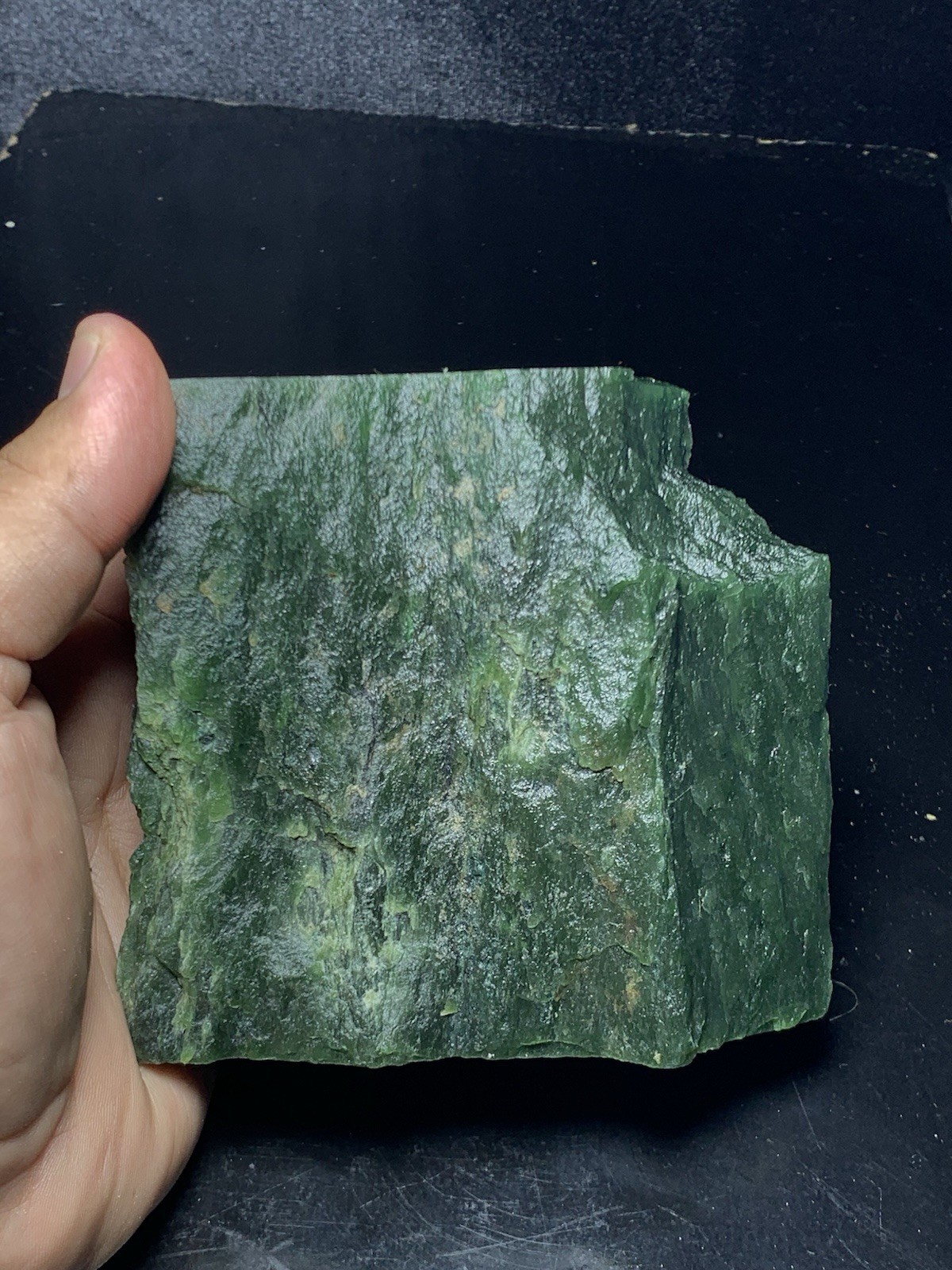 Top Quality Nephrite Jade Rough Stone 1.024kg 4x4x2″ Raw Green Mineral Specimen