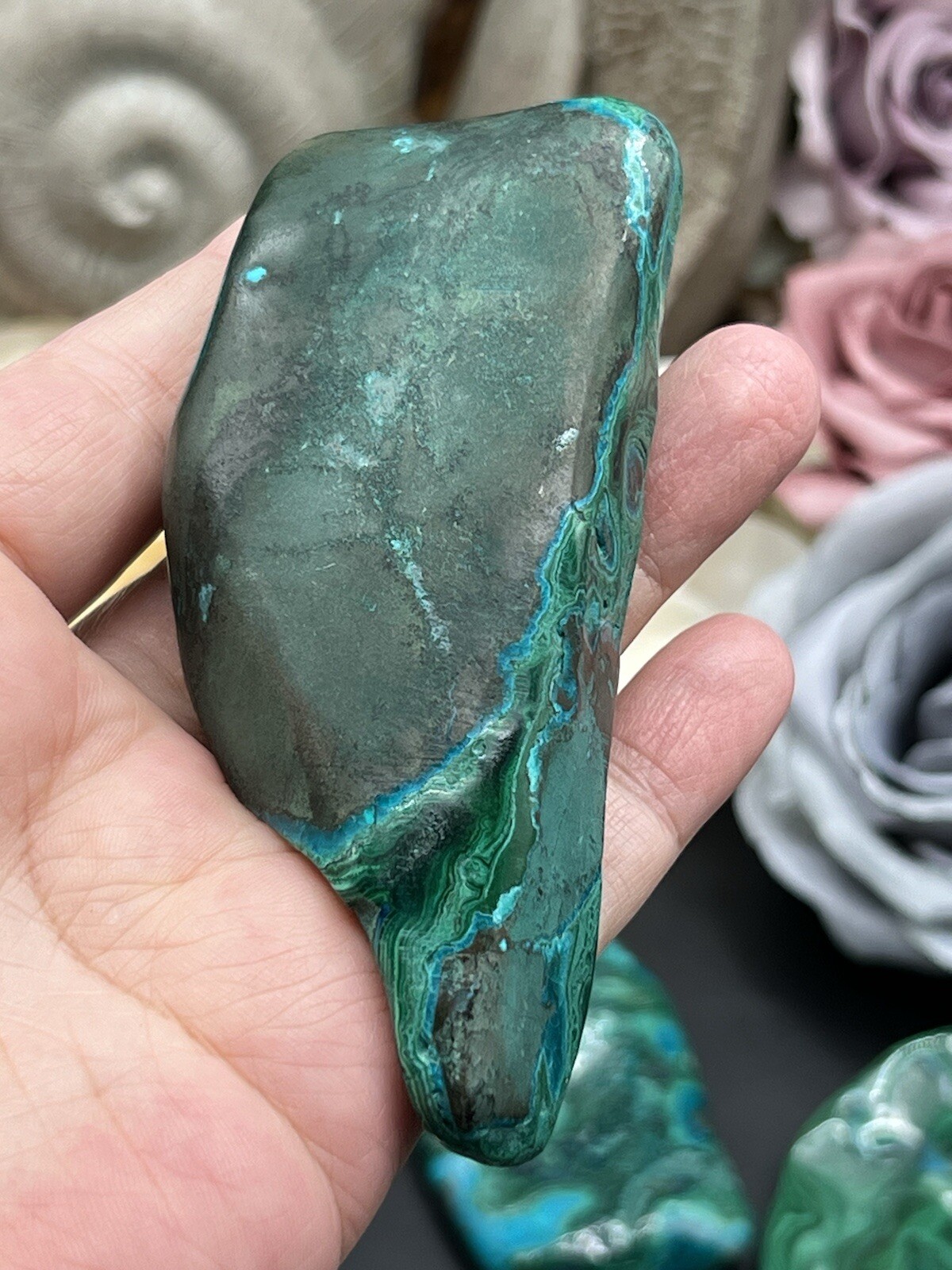 Natural “Malacolla” Malachite & Chrysocolla Freeforms L@@K Free ship & Gift