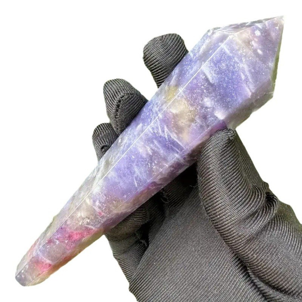 Natural Pink Tourmaline Quartz Crystal Wand Tower Healing Stone Decor + stand
