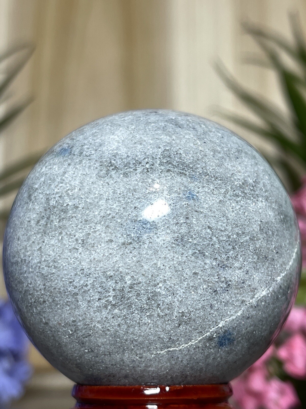 Cleavelandite Apatite SPHERE – Mineral Blue Grey Crystal Witch Stone Not K2