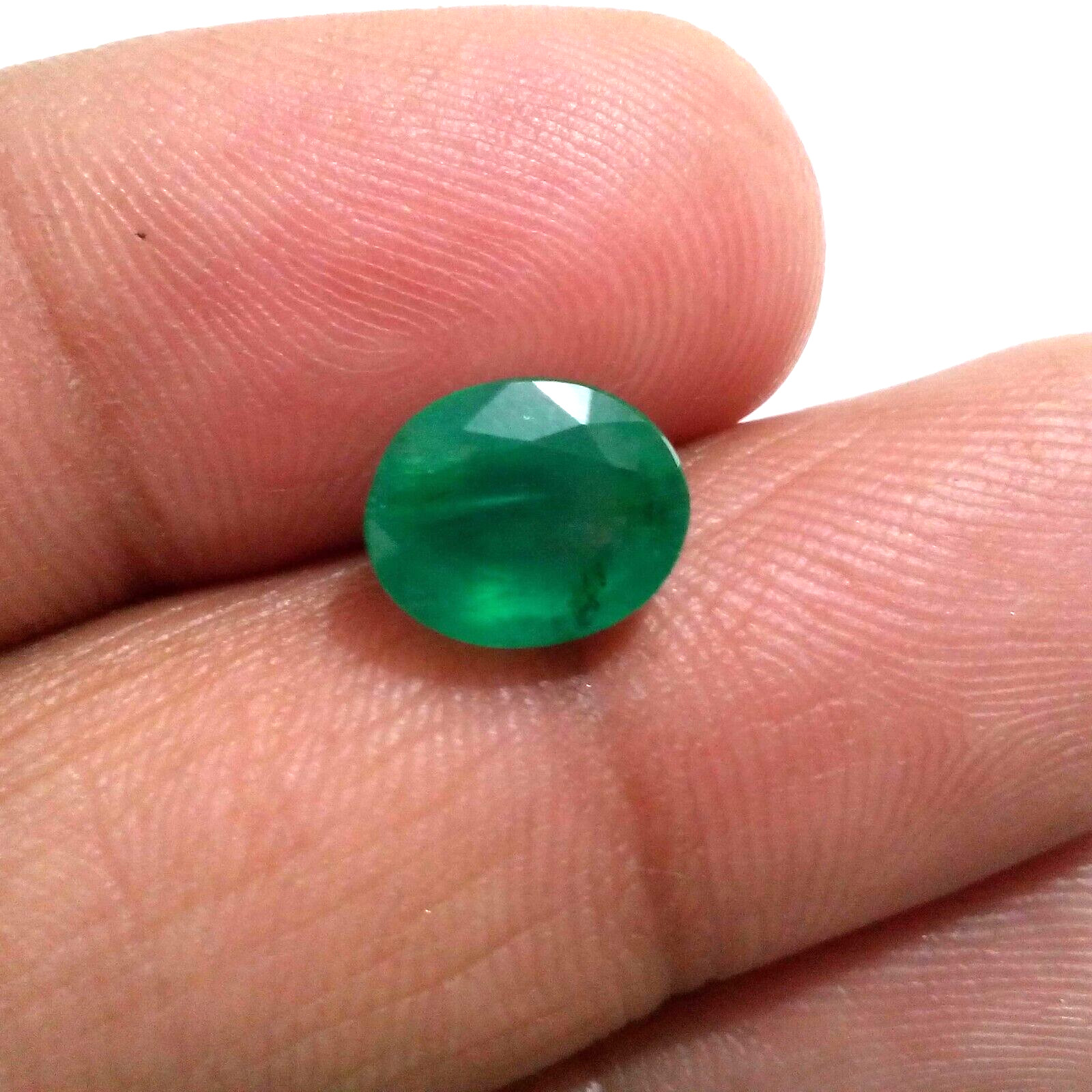 Rare Beauteous 2.85 Crt Zambian Emerald Faceted Oval Shape Green Loose Gemstone