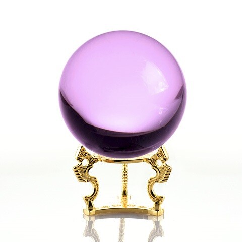 Crystal Ball Sphere for Feng Shui, Meditation, Decor, with Gold Dragon Stand.