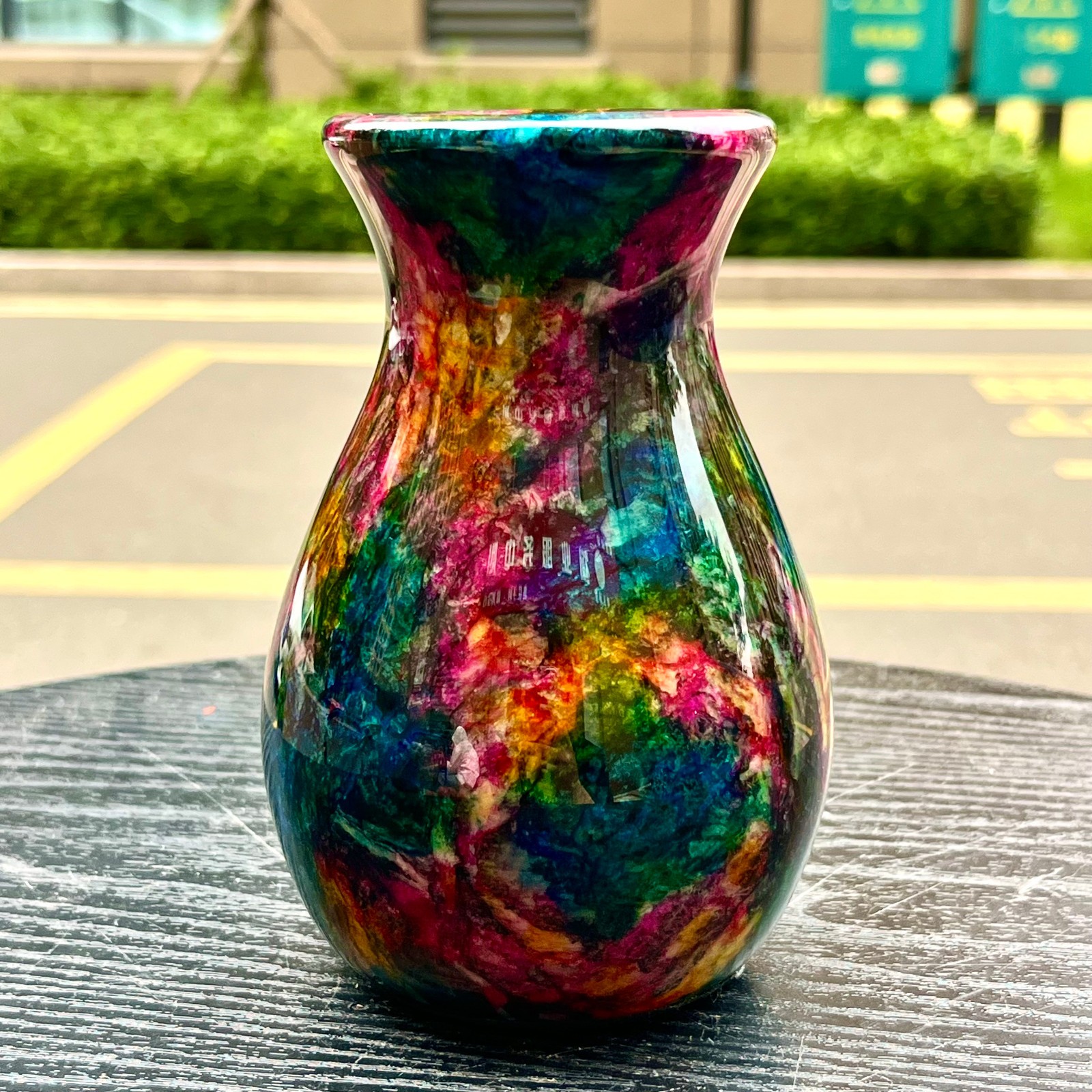 1.14LB Natural “Seven Colors Jade” vase specimen -Taiwan China