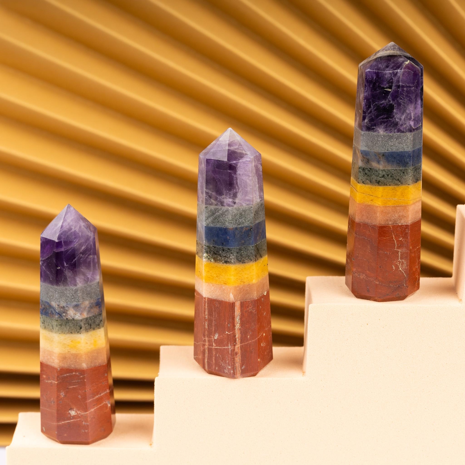 Natural 7 Chakra Obelisk Point Crystal Tower 2.5-3″, Healing Crystals and Stones