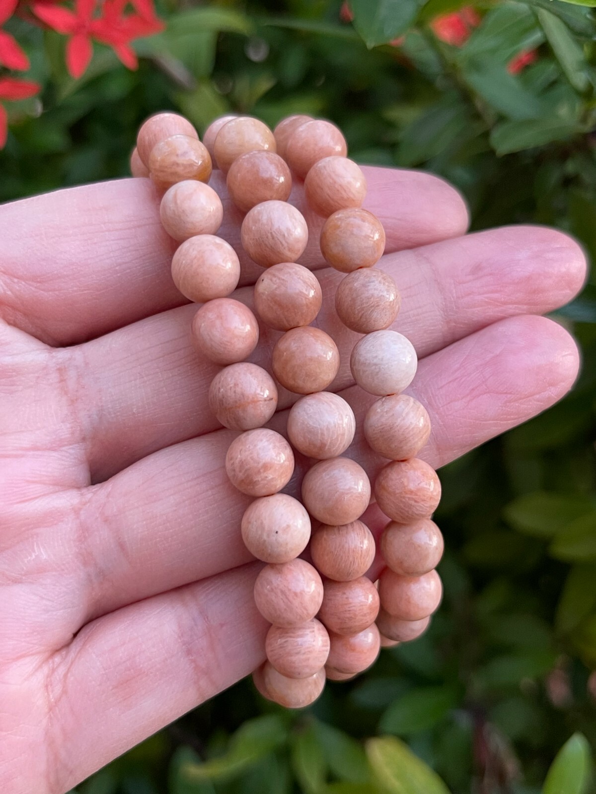 Sunstone Crystal Bead Bracelet 8mm, Genuine Sunstone Opaque Gemstone Bracelet
