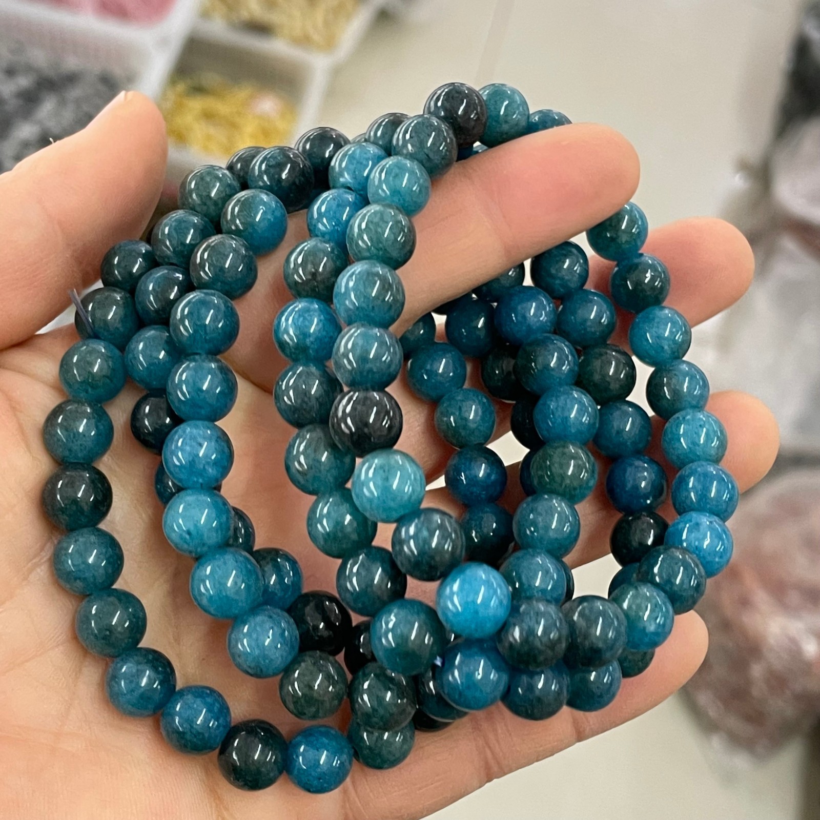 8mm 10pcs Natural Apatite Bracelet Healing Stretchy Healing Gemstone