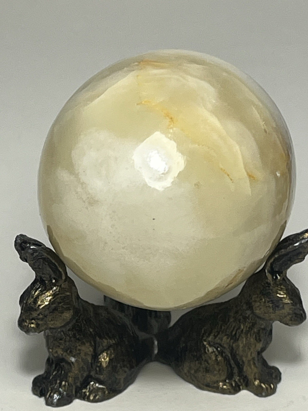 Vintage Polished Natural Banded Onyx ? Egg Carved Crystal 2.5” Stand Not Incl