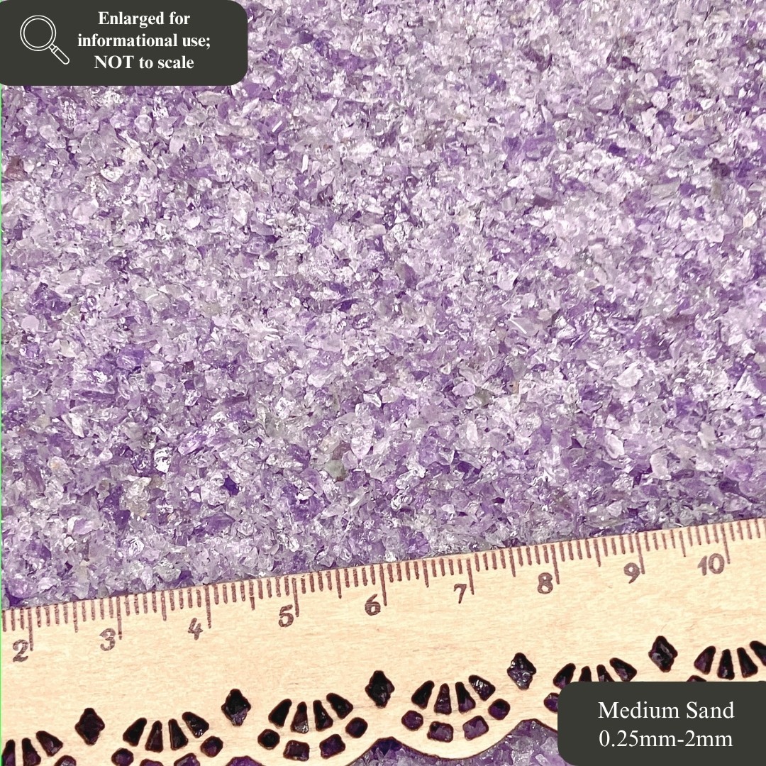 Crushed Amethyst (Grade A) Sand, 3 Sand Sizes for Inlay, Memorial Jewelry, Resin