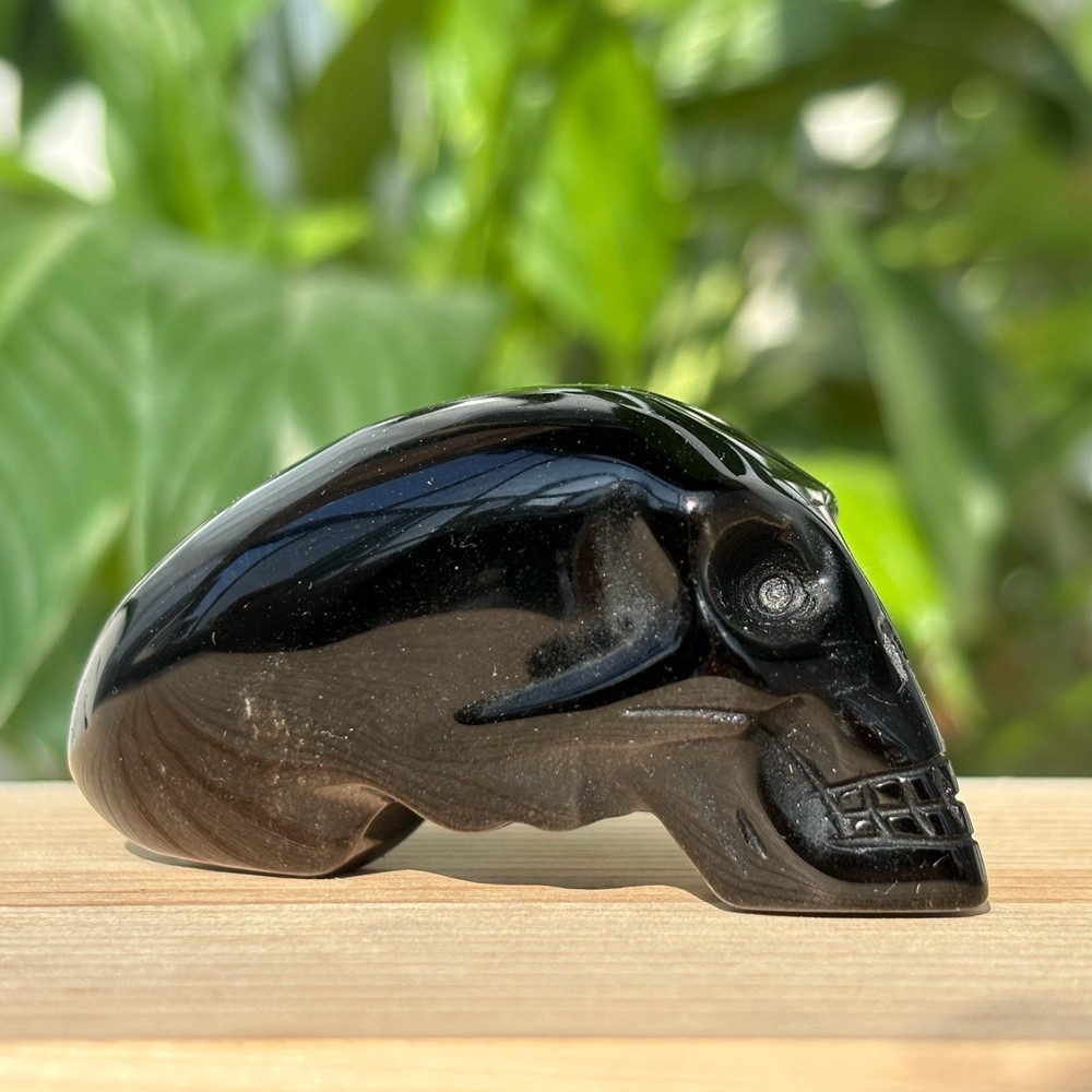 2.3″ Natural obsidian quartz alien skull hand carved crystal reiki healing 1pc