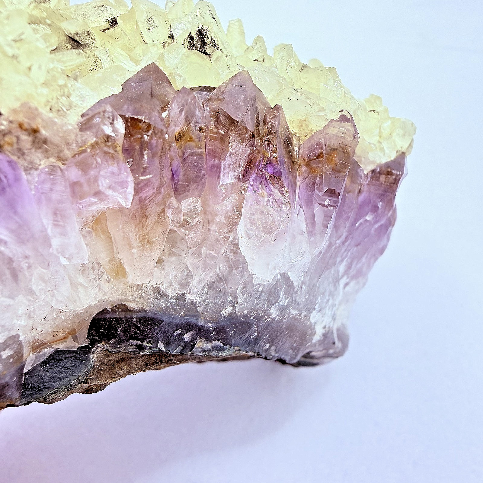 Rare Purple Amethyst Yellow Calcite Cluster Brazil 4.8″ Display