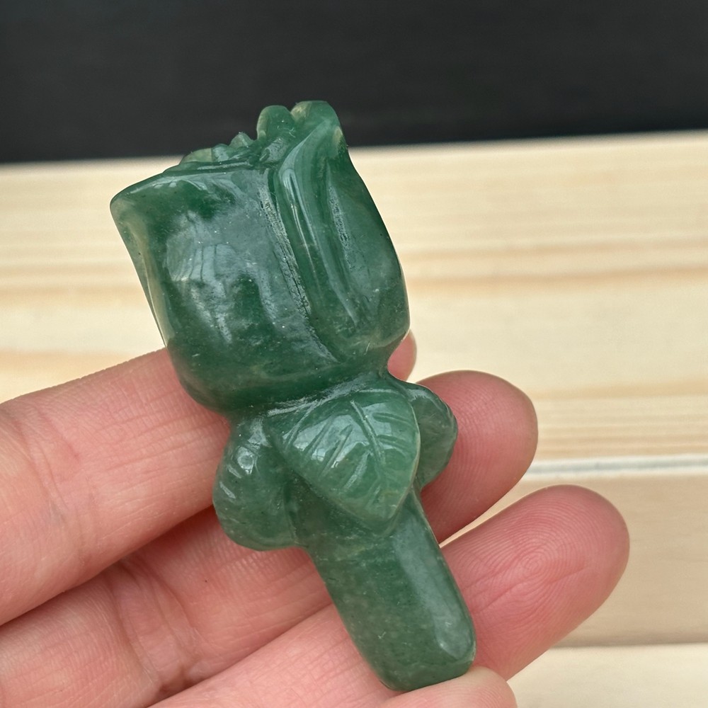 2.3″ Natural Aventurine Quartz Rose Carved Crystal Flower Skull Healing Gift 1pc