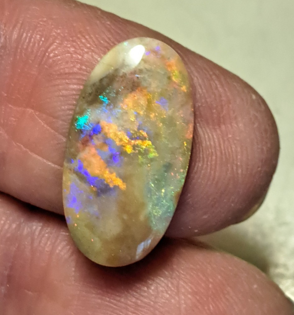Large Multicolor Andamooka Hard Matrix Double Sided Carbonized Polished Colorful