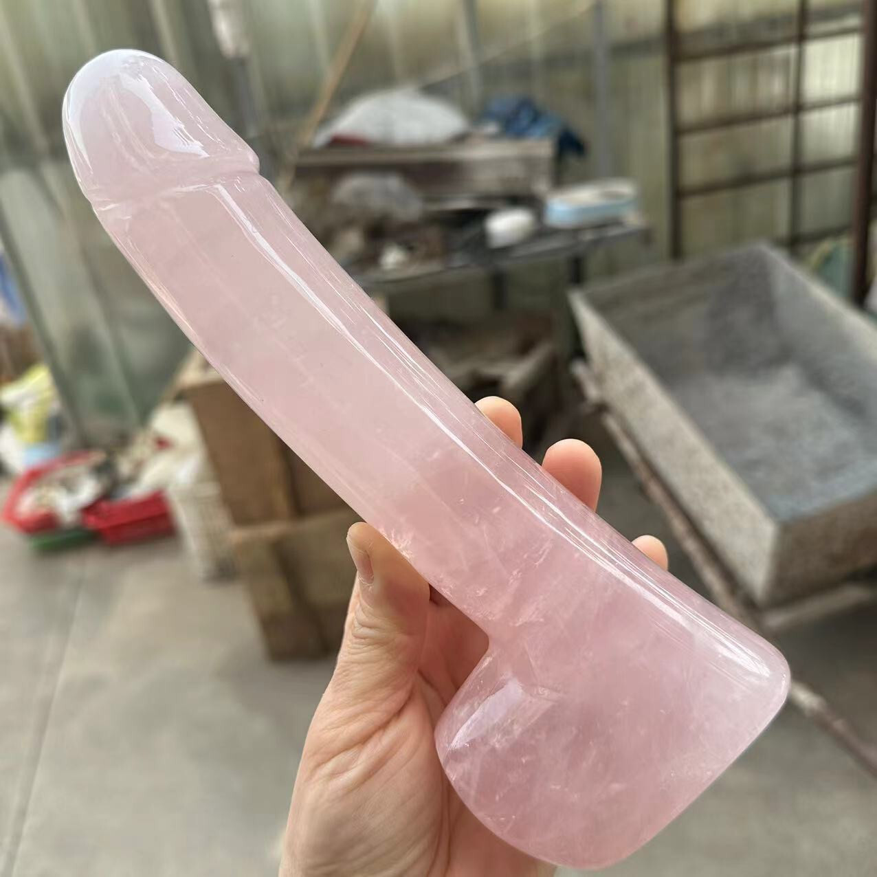 1pc Natural rose quartz Quartz Carved Penis Skull Crystal Reiki Healing