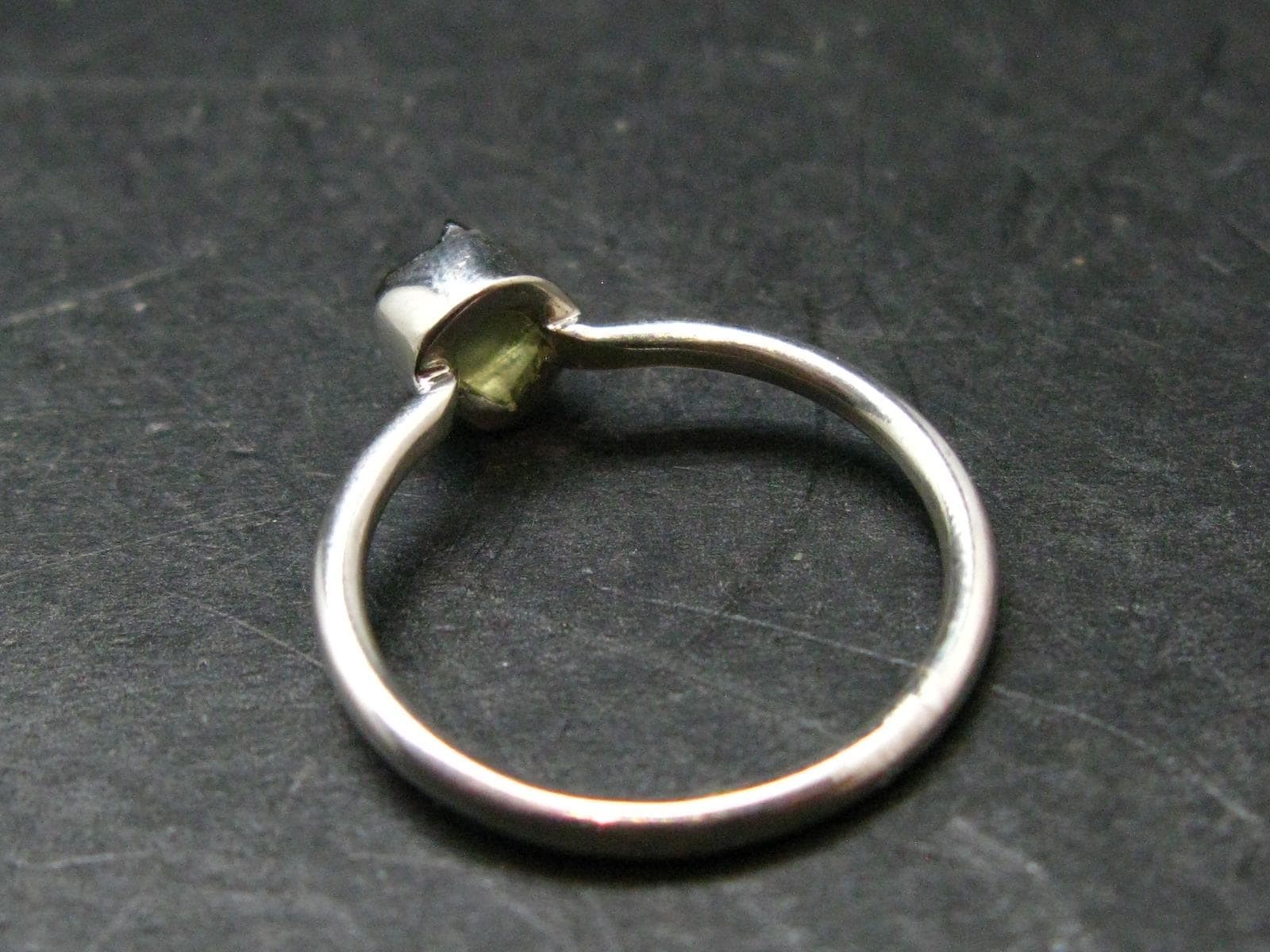 Moldavite Tektite Silver Ring from Czech Republic – 8 Size – 1.95 Grams