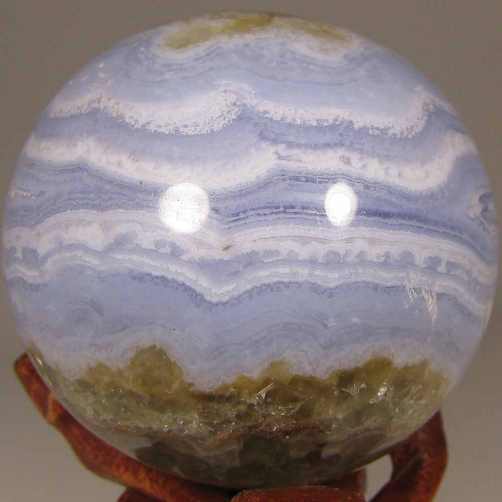 45mm BLUE LACE AGATE Polished Gemstone Sphere Ball w/ Stand – Namibia